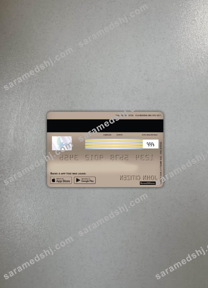 Brazil Itaú bank visa card debit photolook back